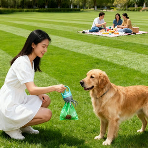 Owner using the Grab poop scooper on a walk
