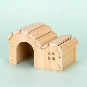 Wooden Play Set «Village» design C — natural wood piece seen from the front