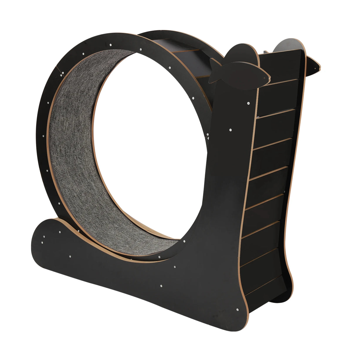 Cat Exercise Wheel «Sprint» Black — matte black cat wheel seen from the side