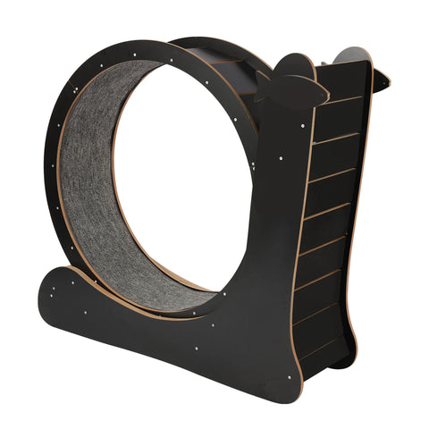 Cat Exercise Wheel «Sprint» Black — matte black cat wheel seen from the side
