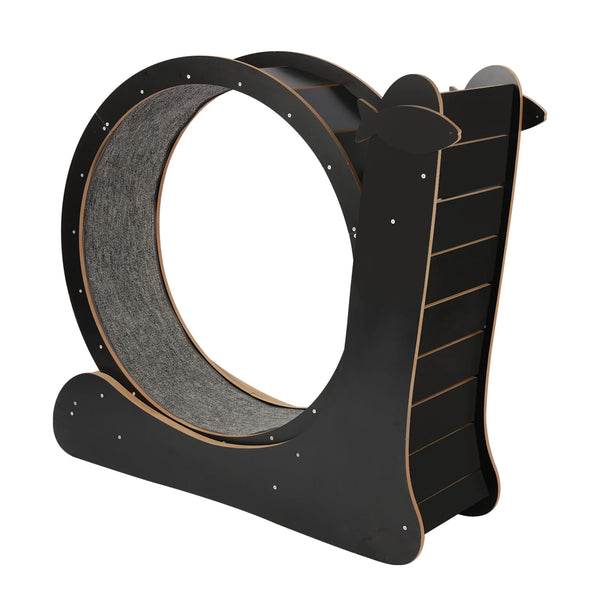 Cat Exercise Wheel «Sprint» Black — matte black cat wheel seen from the side
