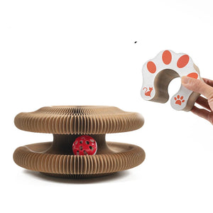 Twist accordion scratcher with bell ball
