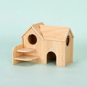Wooden Play Set «Village» design D — natural wood piece seen from the front