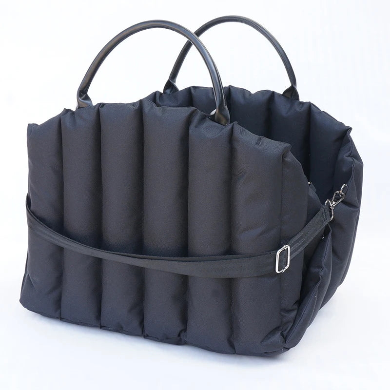 Travel Booster «Voyage» in black — padded pet booster seat seen from the front