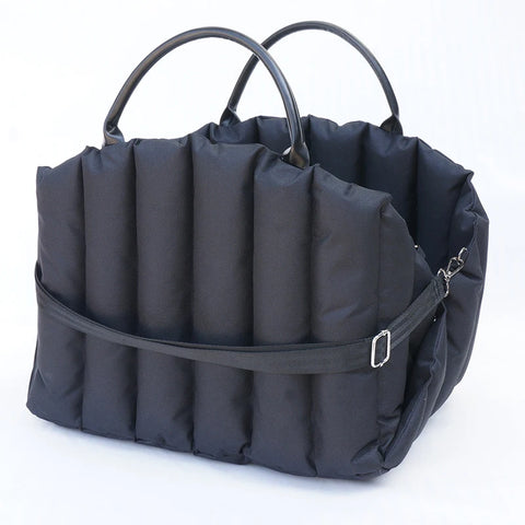 Travel Booster «Voyage» in black — padded pet booster seat seen from the front