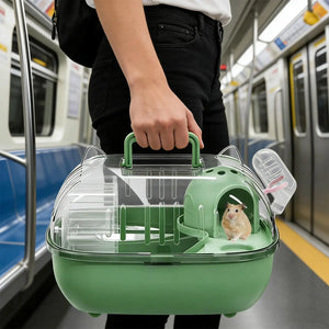 Travel Carrier «Roam» in green — clear small pet carrier seen from the front