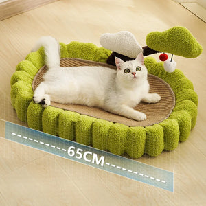 White cat resting on the Scratch Nest Siesta, 65 cm