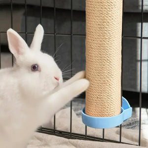 Sisal Scratch Post «Burrow» — rabbit scratching at the sisal surface