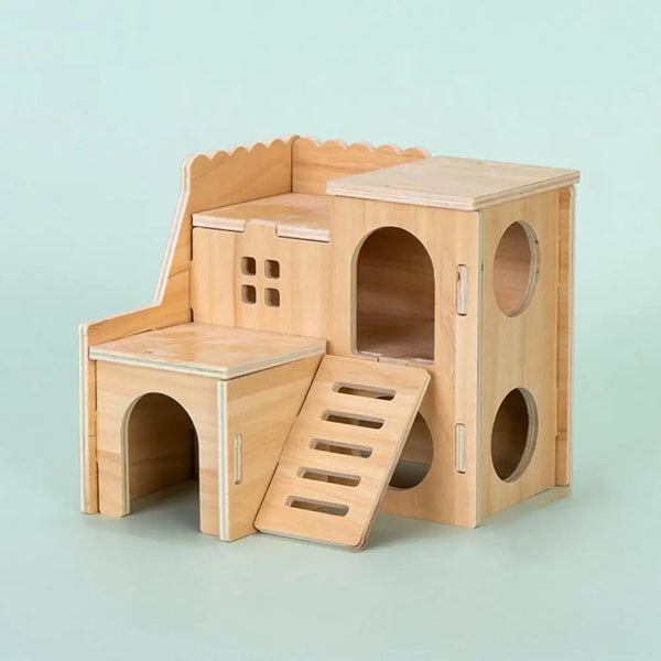 Wooden Play Set «Village» — overview of the wooden hideouts and climbing pieces