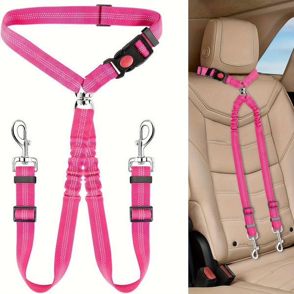 Car Travel Belt «Buckle» in sky blue — adjustable travel belt with clip