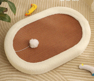 Scratch Nest Siesta Oval Cream with rattan surface, 60x40 cm